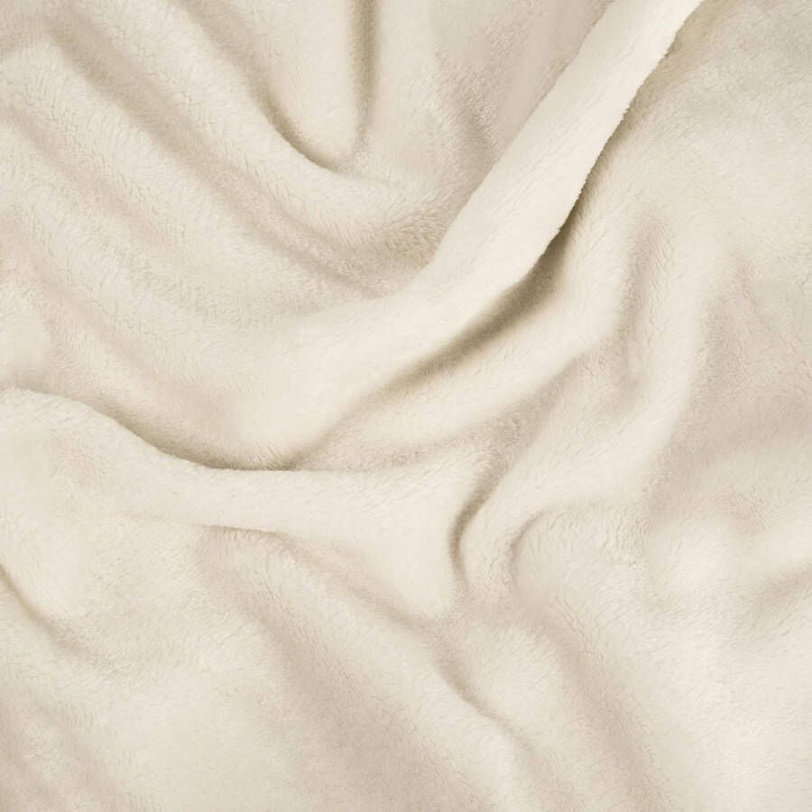 Knuffeldeken fluffy & super zacht hoge kwaliteit fleece deken ook perfect als woondeken sprei sofa deken & zomerdeken geschikt elegante gooideken voor sofa & bank (Creme 150x130 cm)