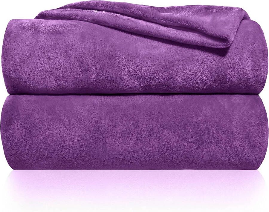 Gräfenstayn knuffeldeken fluffy & super zacht hoge kwaliteit fleece deken ook perfect als woondeken sprei sofa deken & zomerdeken geschikt elegante gooideken voor sofa & bank (Paars 240x220 cm)