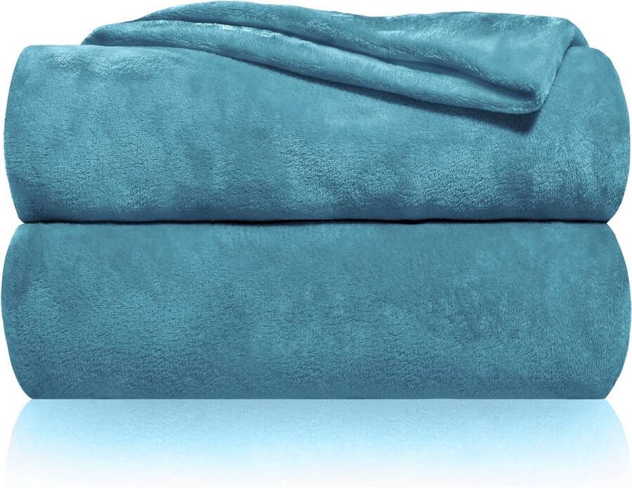 Gräfenstayn knuffeldeken fluffy & super zacht hoge kwaliteit fleece deken ook perfect als woondeken sprei sofa deken & zomerdeken geschikt elegante gooideken voor sofa & bank (Turquoise 200x150 cm) - Foto 2