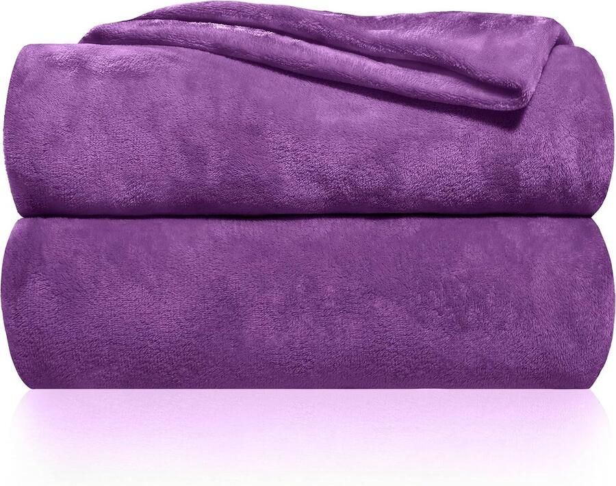 Knuffeldeken fluffy & super zacht hoge kwaliteit fleece deken ook perfect als woondeken sprei sofa deken & zomerdeken geschikt elegante gooideken voor sofa & bank (Paars 240x220 cm)