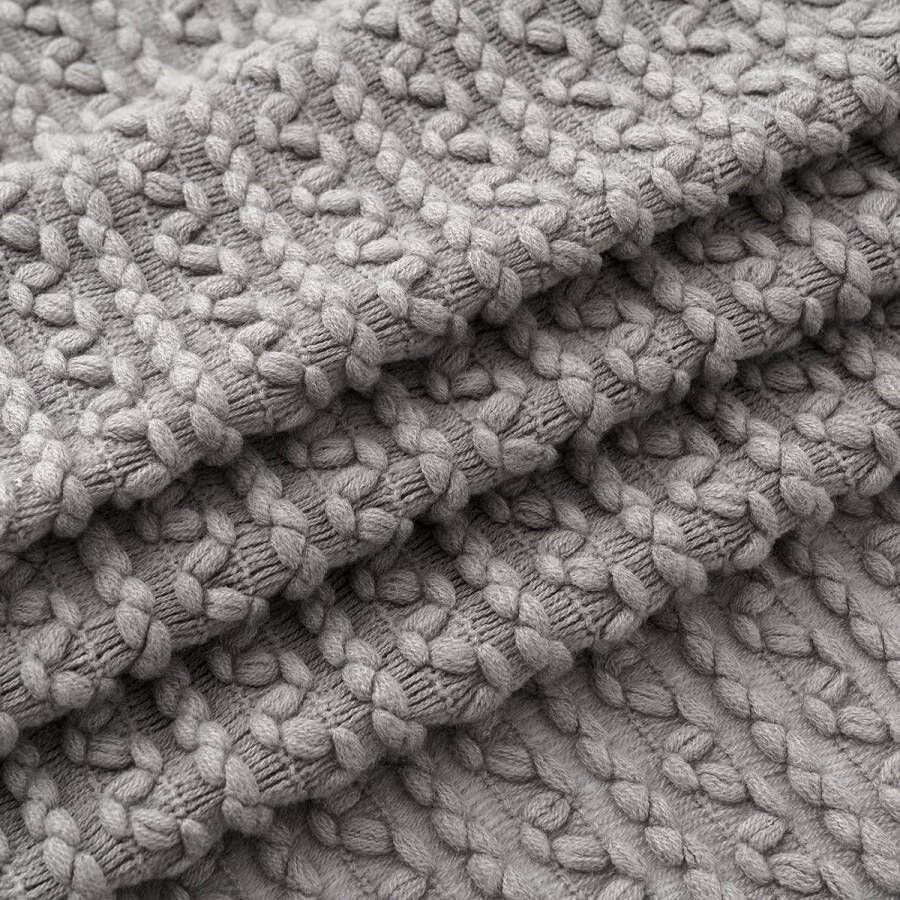 Knuffeldeken gebreid kwastje Boho deken zacht pluizig fleece deken effen bankdeken voor fauteuil slaapkamer kantoorbed 125 x 150 cm grijs