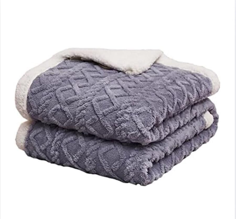 Knuffeldeken Hoogwaardige Schapenwollen Deken Super Zachte Fleece Deken voor de Bank Bed of Woonkamer Blauw 180 x 200 cm