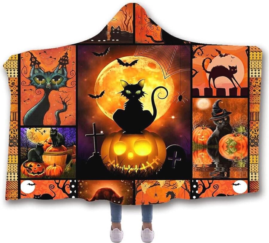 Knuffeldeken met capuchon Fleece Superzacht en Warm voor Bed en Bank Geometrisch Patroon 130x150 cm