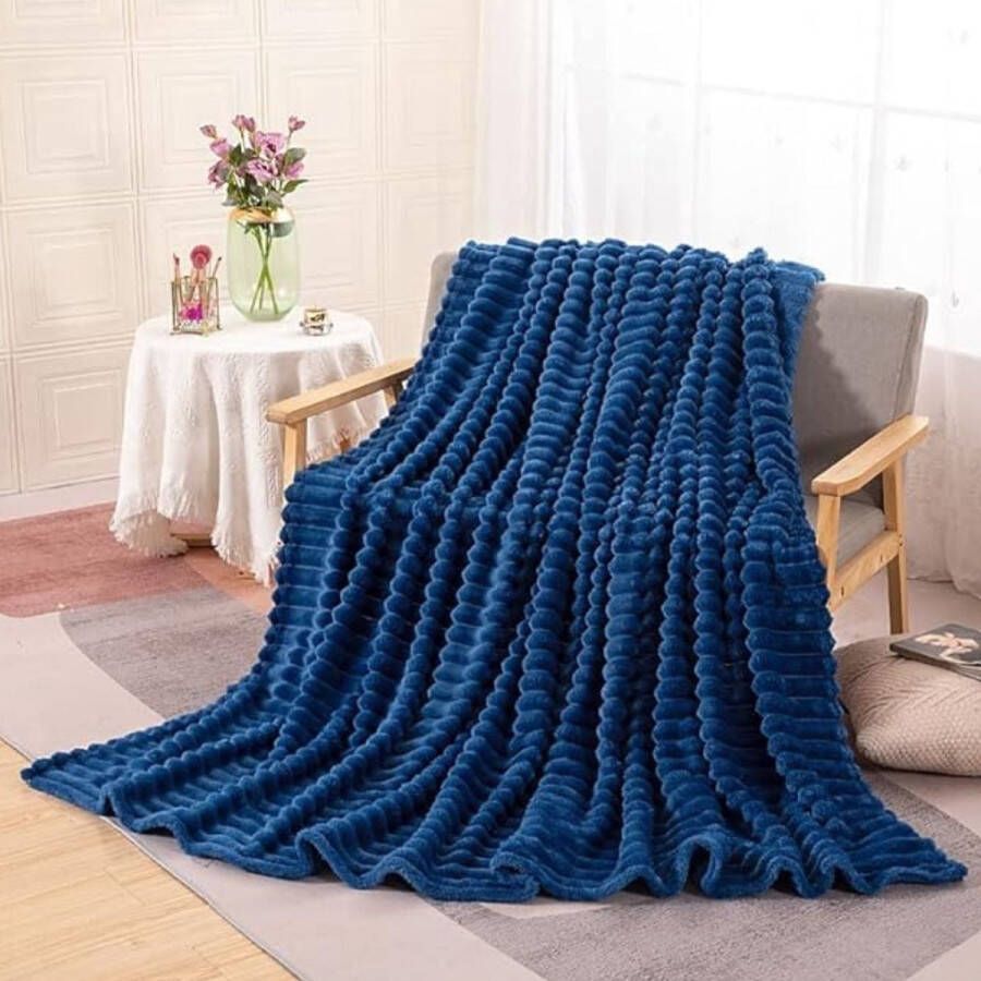 Knuffeldeken Pluche Deken Wollen Dekentje Fleece Plaid Bank Deken 1 Persoons Blauw