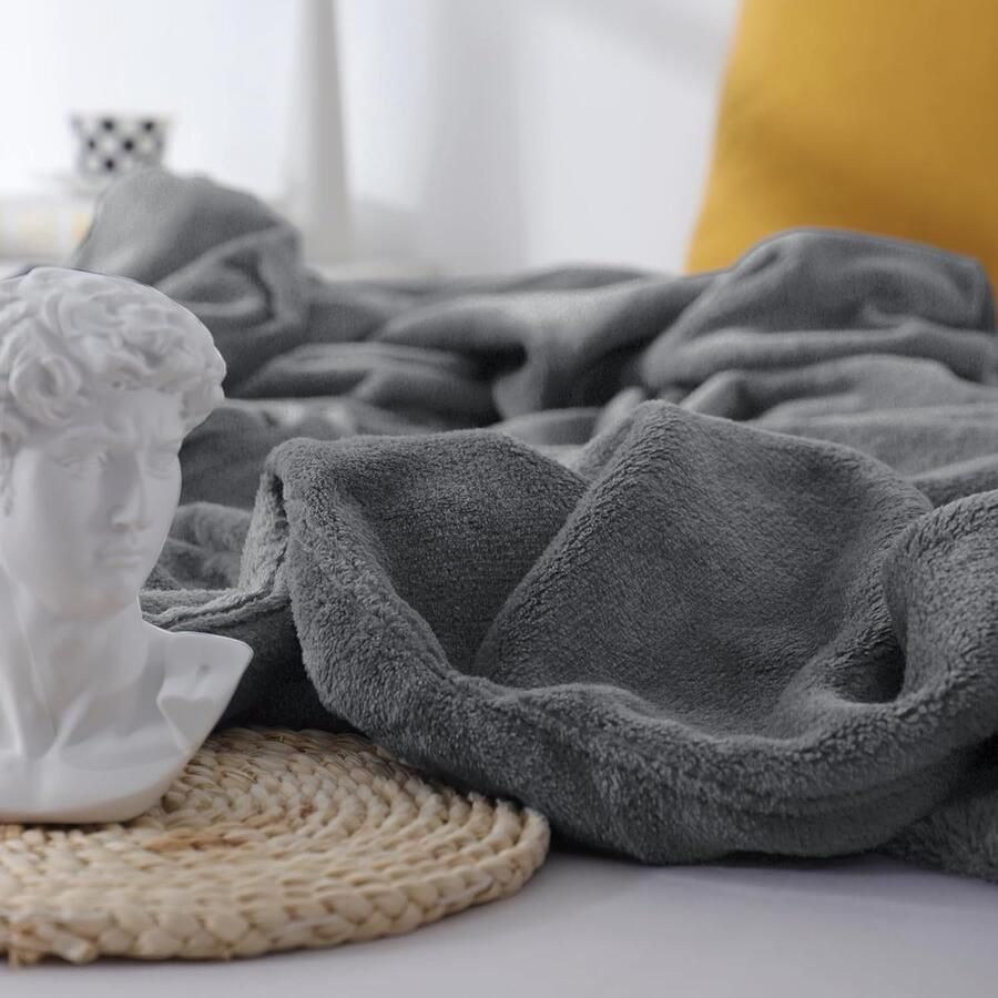 Knuffeldeken pluizige deken bank 150 x 200 cm voor 4 seizoenen zacht warm licht bankdeken woondeken bankdeken voor bank bed bank flanellen fleecedeken 150 x 200 cm grijs