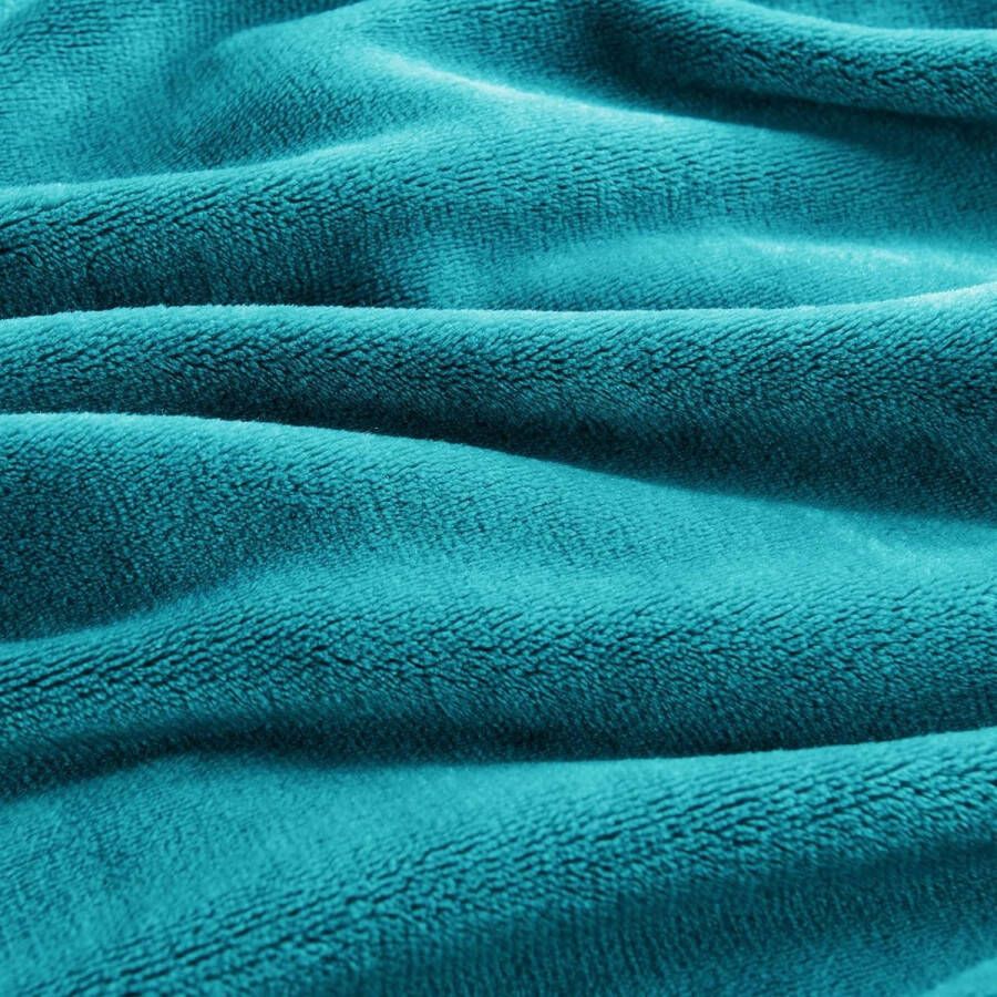 Knuffeldeken pluizige deken fleece-deken bankdeken turquoise 220 x 240 cm woondeken zomer bankdeken zacht XXL grote deken bank licht