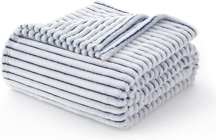 Bastix Knuffeldeken pluizige deken fleece deken zacht pluche warme en gezellige deken 3D-touch-ervaring perfect voor bed bank en bank stoel (marineblauw 228 6 x 228 6 cm) - Foto 2