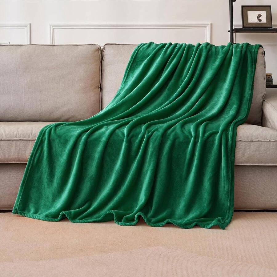 Knuffeldeken pluizige deken fleecedeken woondeken bankdeken wollig sprei microvezel sprei bankdeken deken voor bed bank slaapkamer kantoor 150 x 200 cm donkergroen