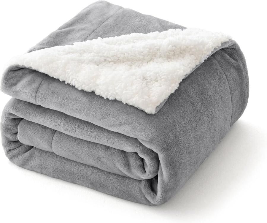 Knuffeldeken pluizige deken fleecedeken woondeken warme Sherpa bankovertrek deken wollige overtrek microvezel sprei voor bed bank slaapkamer en kantoor 150 x 200 cm lichtgrijs