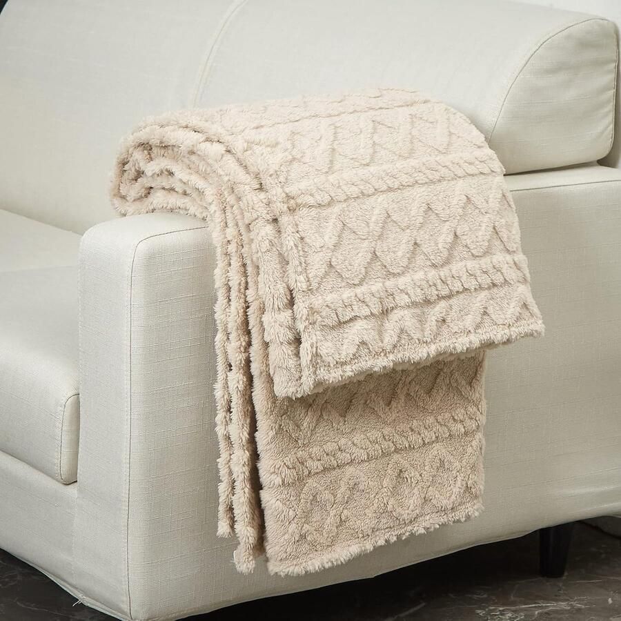 Knuffeldeken pluizige deken fleecedeken zacht warm grof ribdeken gezellige sprei voor bed en bank 150 x 200 cm