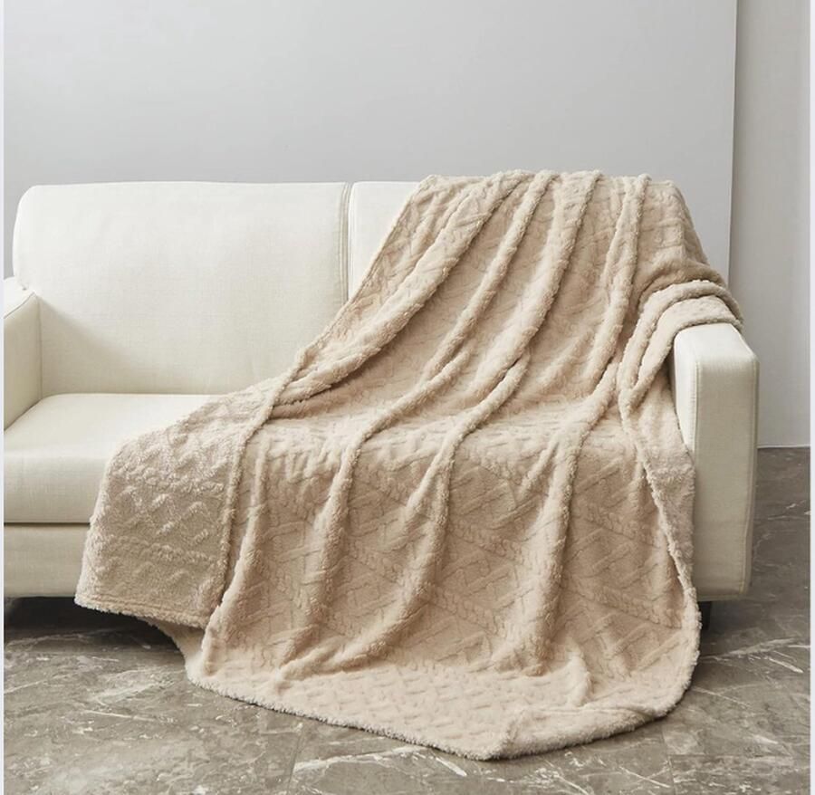 Knuffeldeken pluizige deken fleecedeken zacht warm grof ribdeken gezellige sprei voor bed en bank 150 x 200 cm