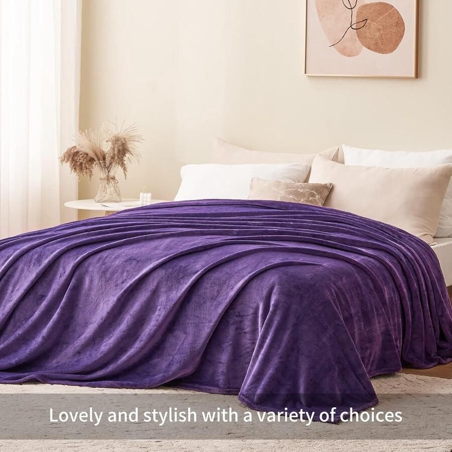 Knuffeldeken pluizige deken paars fleecedeken 220 x 240 cm XXL grote warme bankdeken knuffelige woondeken paars zacht als bankovertrek deken bankdeken bed voor winter