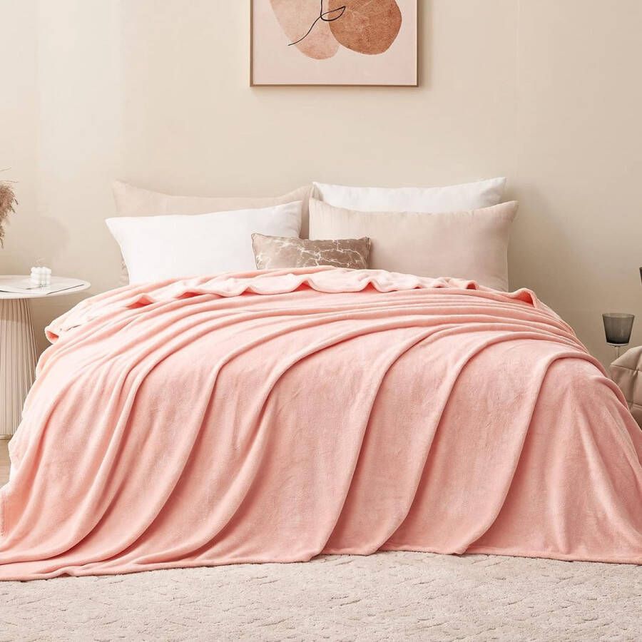 Knuffeldeken pluizige deken roze fleecedeken 220 x 240 cm XXL grote warme bankdeken knuffelige woondeken roze zacht als bankovertrek deken bankdeken bed voor de winter