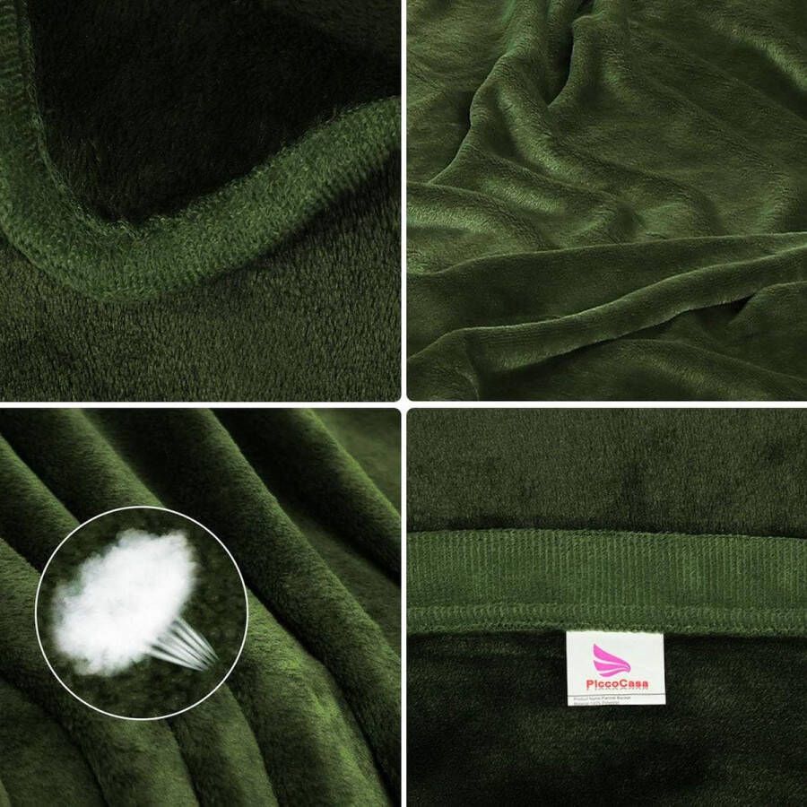 Knuffeldeken sprei fleecedeken met rand microvezeldeken zacht warm licht deken 330 gsm voor slaapbank etc. groen 230 x 230 cm