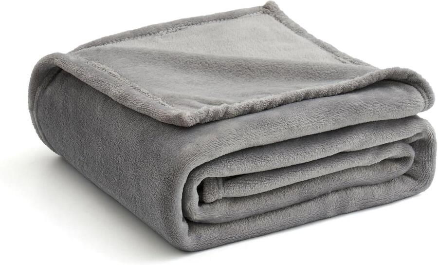 Knuffeldeken van wol 220 x 240 cm lichtgrijs Voor bed bank slaapkamer en kantoor