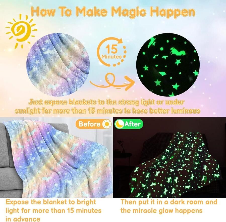 Knuffeldeken voor kinderen wit paard glow in the dark knuffeldeken voor bed superfleece deken zachte pluizige pluche grijze deken voor meisjes jongens warme cadeaus voor verjaardagen