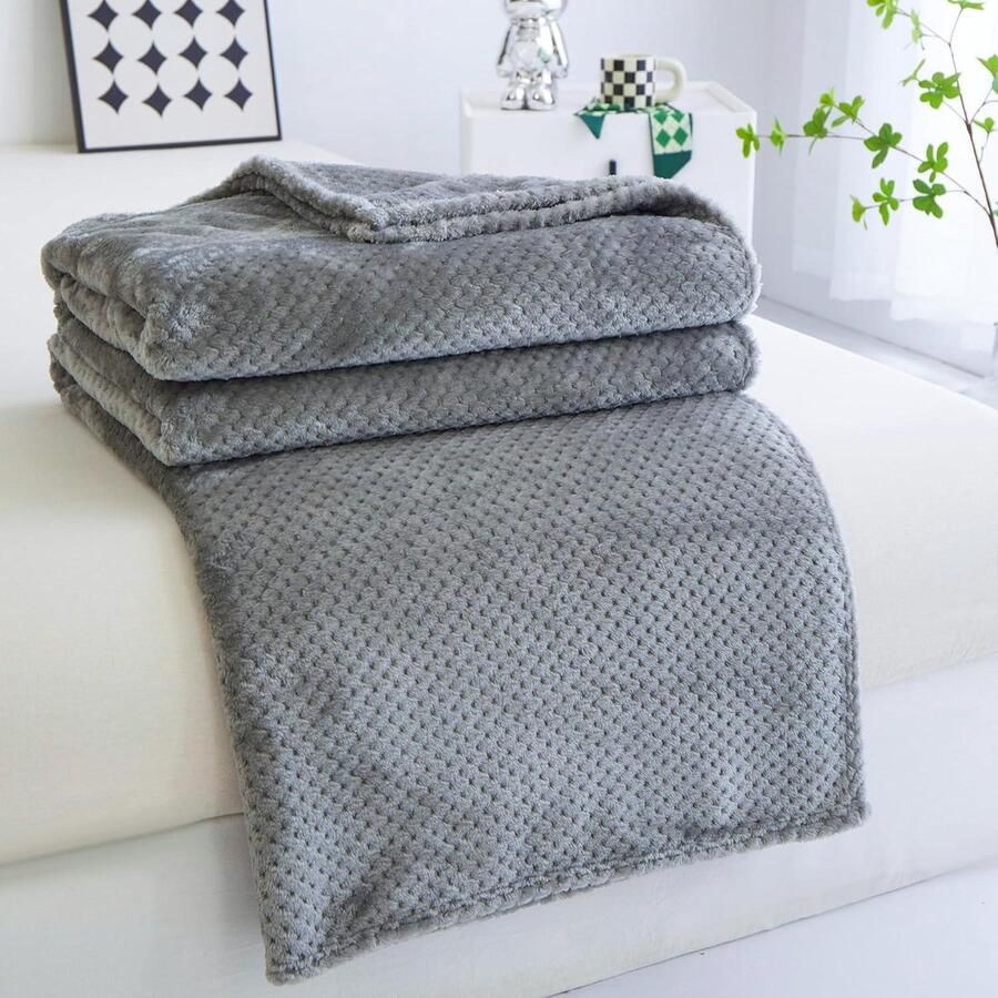 Knuffeldeken wafeldeken 150x200 cm voor bank bed reizen zachte fleecedeken van microvezel all seasons woondeken 900 g
