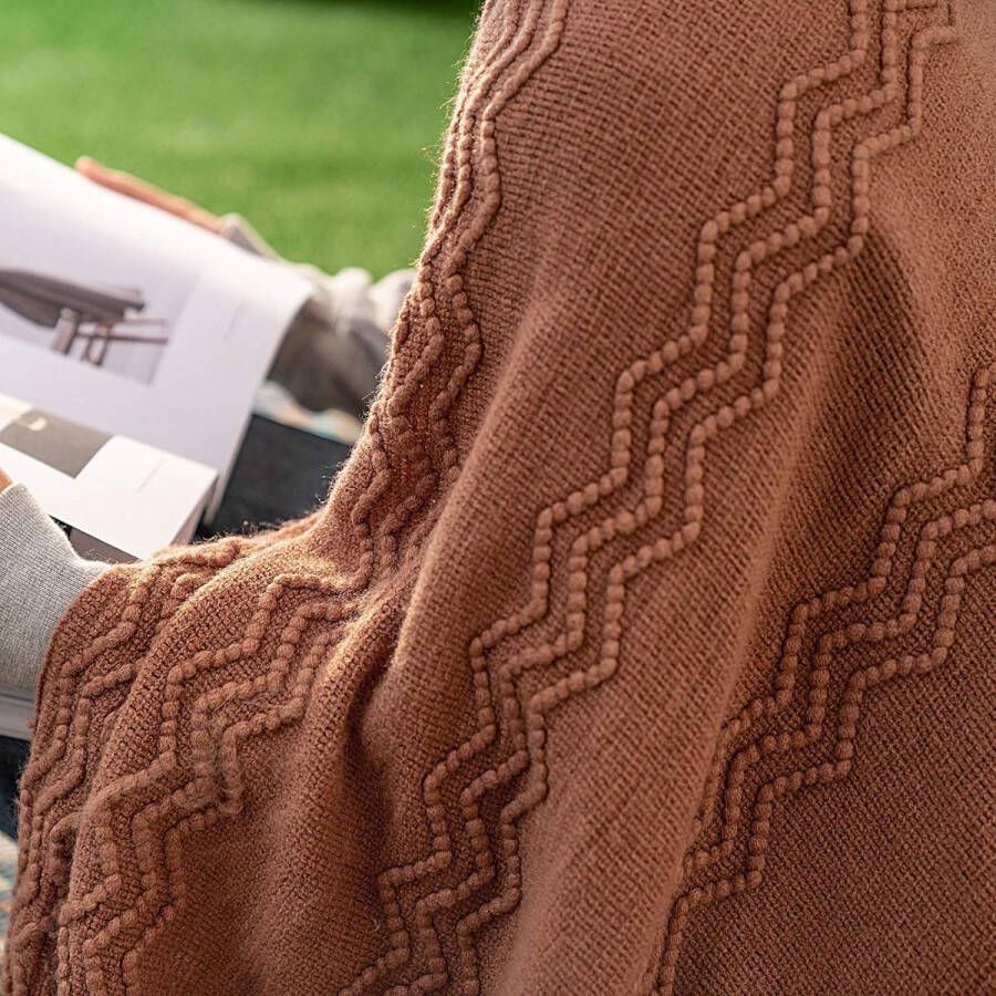 Knuffeldeken Wave fleece deken zacht pluizig effen dekens bankdeken voor slaapbank slaapkamer kantoor 125 x 150 cm oranje