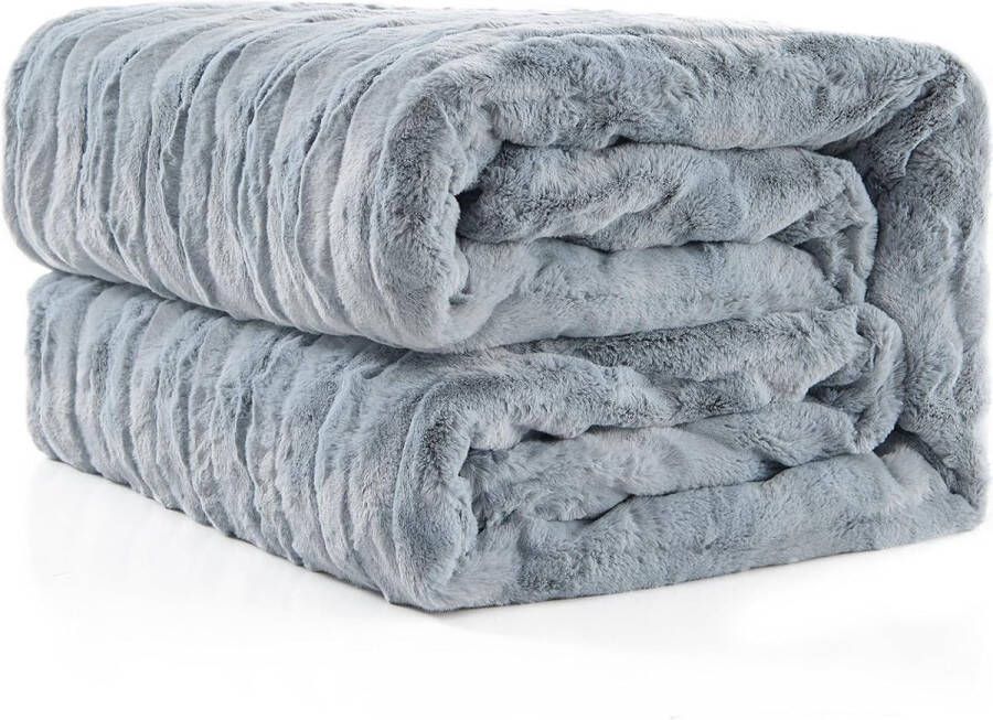 Knuffeldeken wollig knuffeldeken 150 x 200 cm warme knuffeldeken grijs bontdeken pluizige woondeken zachte bankdeken kunstbontdeken pluizige deken voor bank en bed