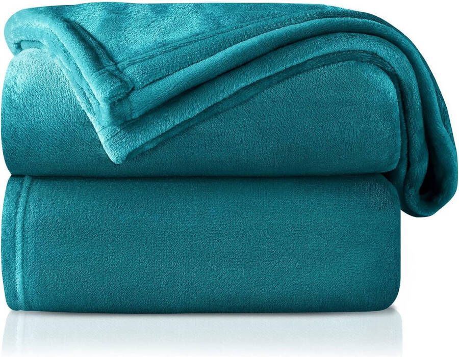 Knuffeldeken wollig zachte en warme fleecedeken voor bed bank deken flanellen deken als bankdeken woondeken sprei 200 x 230 cm turquoise