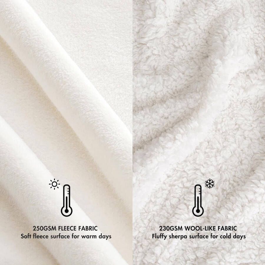 Knuffeldeken wollige deken fleecedeken woondeken warme Sherpa bankovertrek deken wollig microvezel sprei voor bed bank slaapkamer kantoor 130 x 150 cm wit