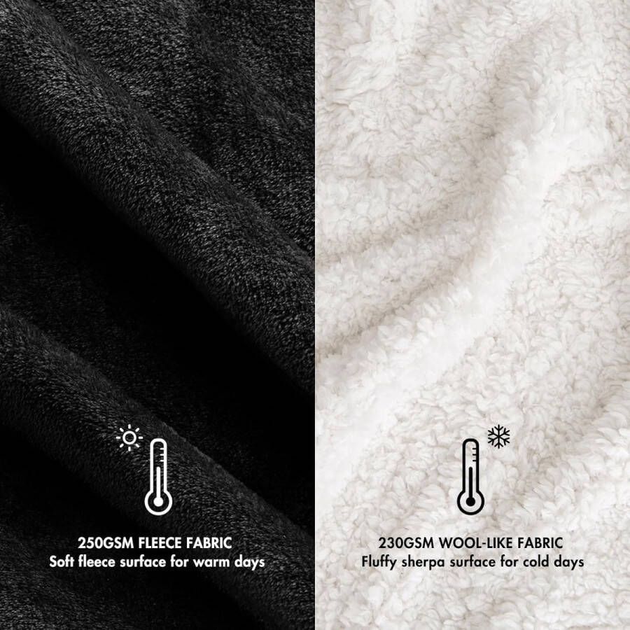 Knuffeldeken wollige deken fleecedeken woondeken warme Sherpa bankovertrek deken wollig microvezel sprei voor bed bank slaapkamer kantoor 130 x 150 cm zwart