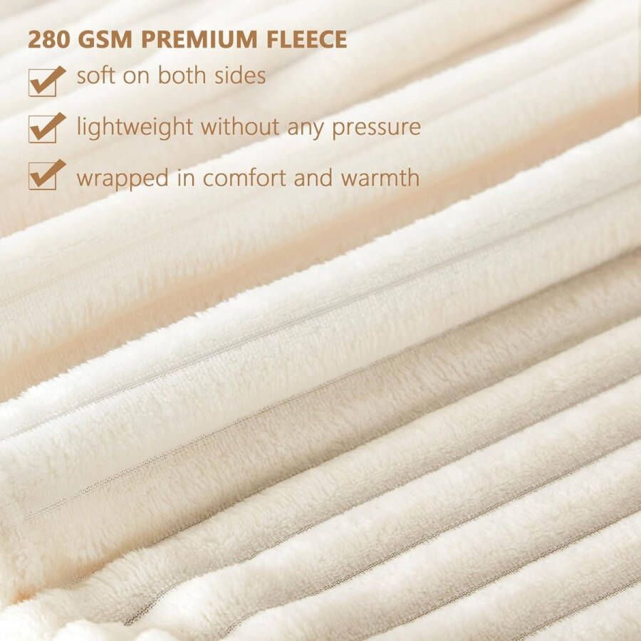Knuffeldeken wollige fleecedeken flanellen deken 290 g m² warme zachte pluizige woondeken voor bank slaapkamer bed 150 x 200 cm wit