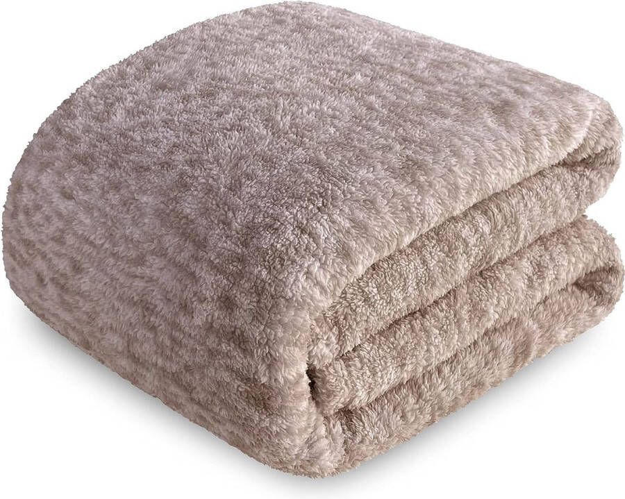 Knuffeldekens lichte wollige warme superzachte pluche deken voor bed bank en bank 220 x 240 cm camel
