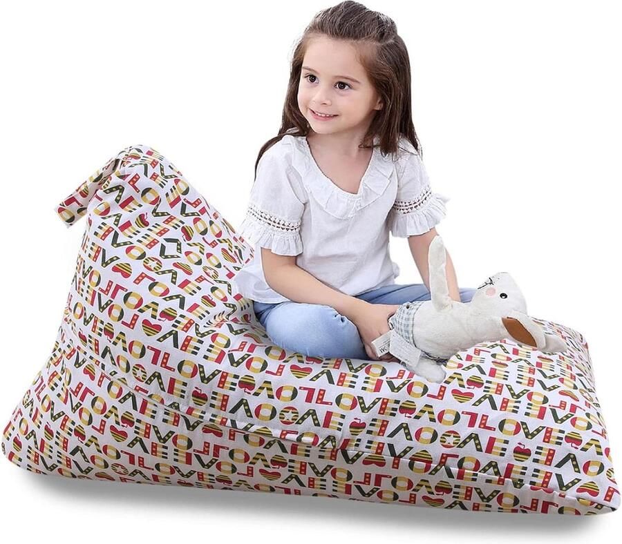 Knuffeldier Opslag Organisator Zitzak voor Kinderspeelgoed met handvat Premium Comfortabele Stoel - Foto 2