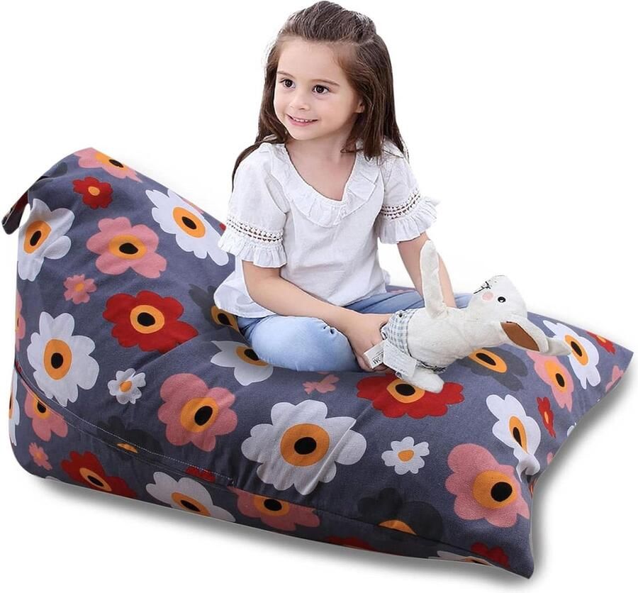 Knuffeldier Opslag Premium Zitzak Organizer met Handvat voor Kinderspeelgoed en Volwassenen