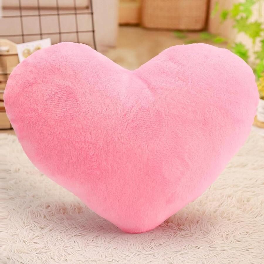 Knuffelkussen wollig hartkussen sierkussen kinderkamer roze kussen bank 20 cm