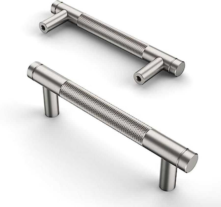 Knurled Cabinet Handles Silver 96mm Hole Spacing for Kitchen and Furniture