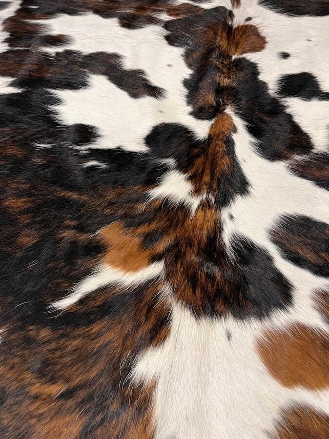 Koeienhuid TRI COLOR 210x220 Bruin Wit zwart koeienvel koeienhuid vloerkleed T.002 - Foto 3