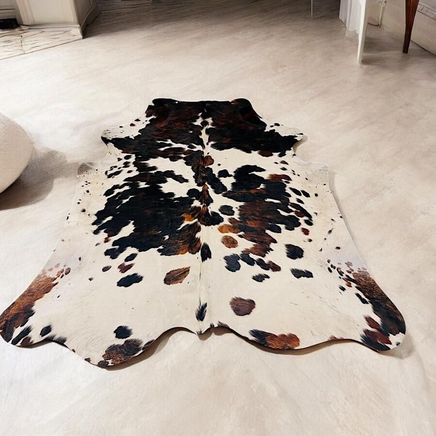 Koeienhuid TRI COLOR 210x220 Bruin Wit zwart koeienvel koeienhuid vloerkleed T.002 - Foto 2