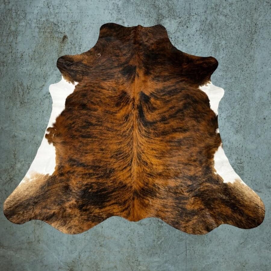 Koeienhuid vloerkleed 210x190 Bruin zwart wit koeienvel koeienkleed Lindian style T.204