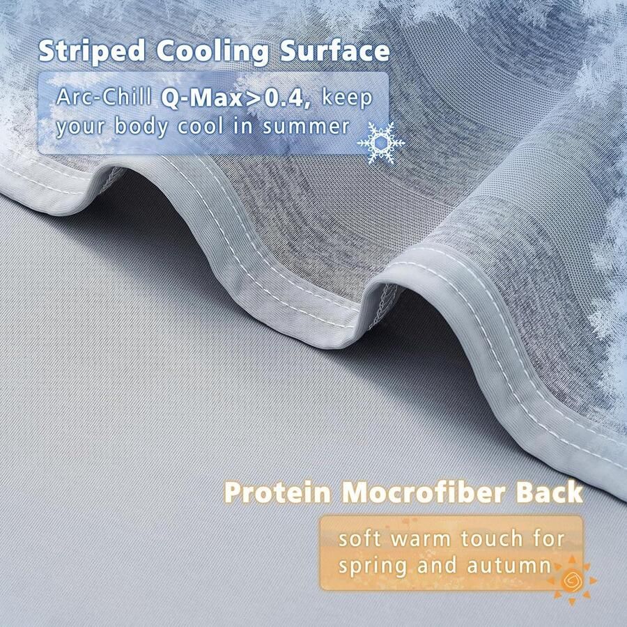 Koeldeken voor de zomer Q-Max > 04 Dunne nacht zweten deken Blijf koelen Ademend Zomer gestreepte grijze deken Eenpersoonsbed bank 127 x 177 cm Cooling Blanket - Foto 3