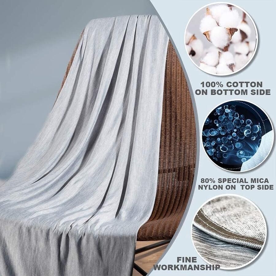 Koelende lichte zomerdeken dubbelzijdig koel bed deken met Arc-Chill Cool Touch-vezel blijf koeling beddengoed voor nachtzweet Q-Max 0.43 Anti-allergie zacht ademend grijs 150x200 cm
