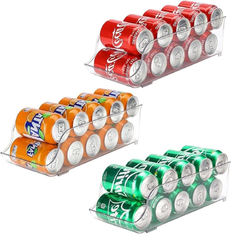 Koelkast Organizer Bakjes Set van 3 Opbergbakken Stapelbaar Plastic Drank Organisator Containers voor Keuken Kasten Diepvriezer Pantry Kabinet