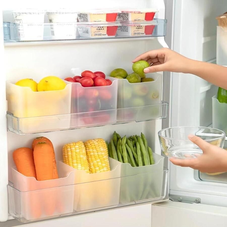Koelkastorganizer Set van 6 Stuks Doorschijnend Voor Koelkast Kast Eetkamer Multifunctionele Opslag voor Kleine Voorwerpen