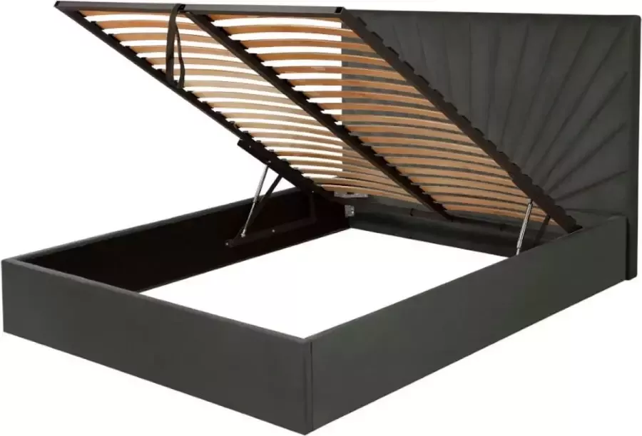 Pascal Morabito Kofferbed 140 x 190 cm Fluweel Grijs RILIODA van L 153 cm x H 120 cm x D 209 cm - Foto 3