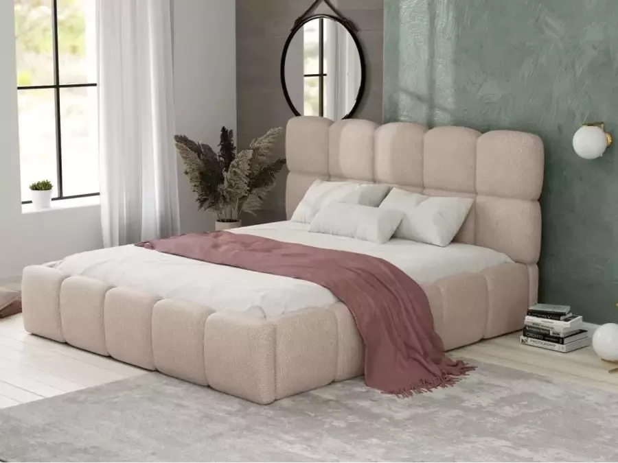 Pascal Morabito Kofferbed 140 x 190 cm Teddy-stof Beige DAMADO L 170 cm x H 95 cm x D 221 cm
