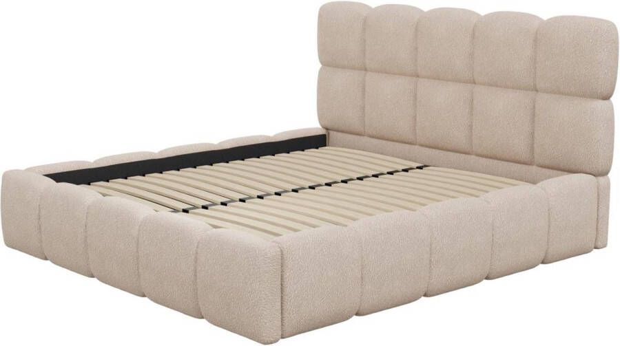 Pascal Morabito Bed met opbergruimte 160 x 200 cm Teddy-stof Beige DAMADO van L 190 cm x H 95 cm x D 224 cm