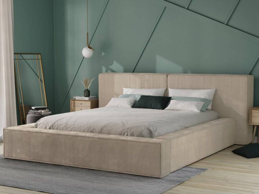 Pascal Morabito Kofferbed 180 x 200 cm Corduroy Beige TIMANO van L 246 cm x H 90 cm x D 252 cm - Foto 5