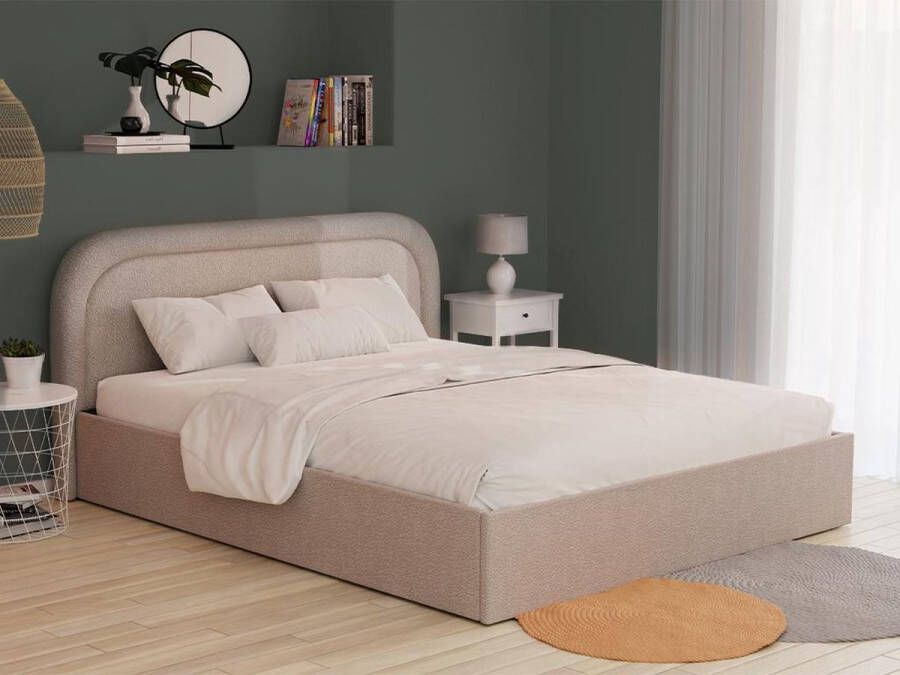 Vente-unique Kofferbed 180 x 200 cm Teddy-stof Beige FIREZA L 192 cm x H 90 cm x D 215 cm