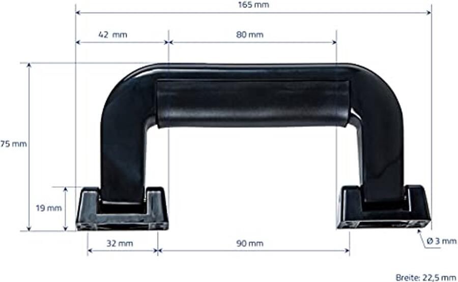 Koffergreep set van 2 Kunststof Ergonomisch zwart 16 5 x 7 5 cm