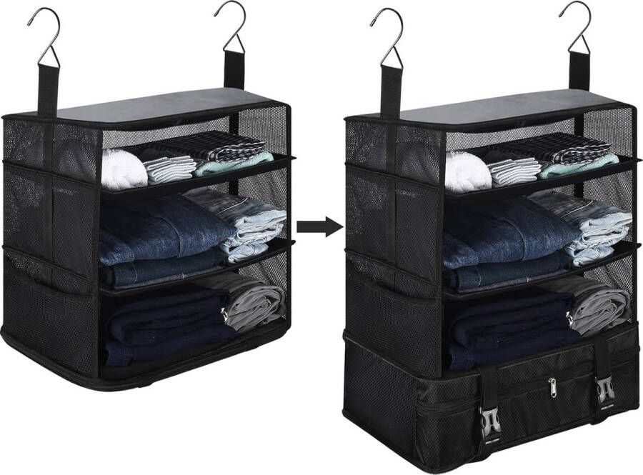 Kofferorganizer om op te hangen koffer-organizer hangend rek opvouwbare handbagage organizer voor reizen Oxford compressiezakken verpakkingskubussen voor koffer en bagage grote haak