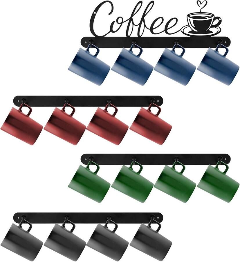 Koffiemok wandrek multifunctionele organizer 4 stuks metalen houders