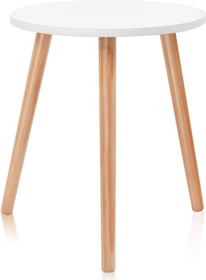 Koffietafel bijzettafel eettafel keukentafel nachtkastje hout wit voor woonkamer slaapkamer en balkon 40 x 40 x 48 cm