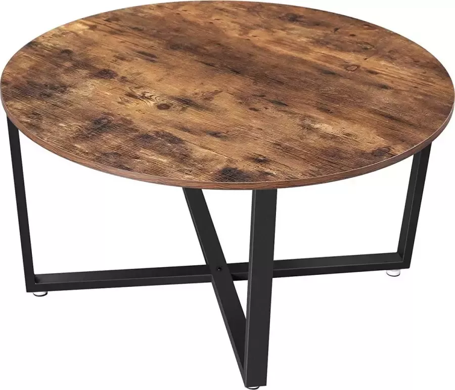 ZAZA Home koffietafel rond salontafel stabiel ijzeren frame eenvoudige montage industrieel ontwerp vintage