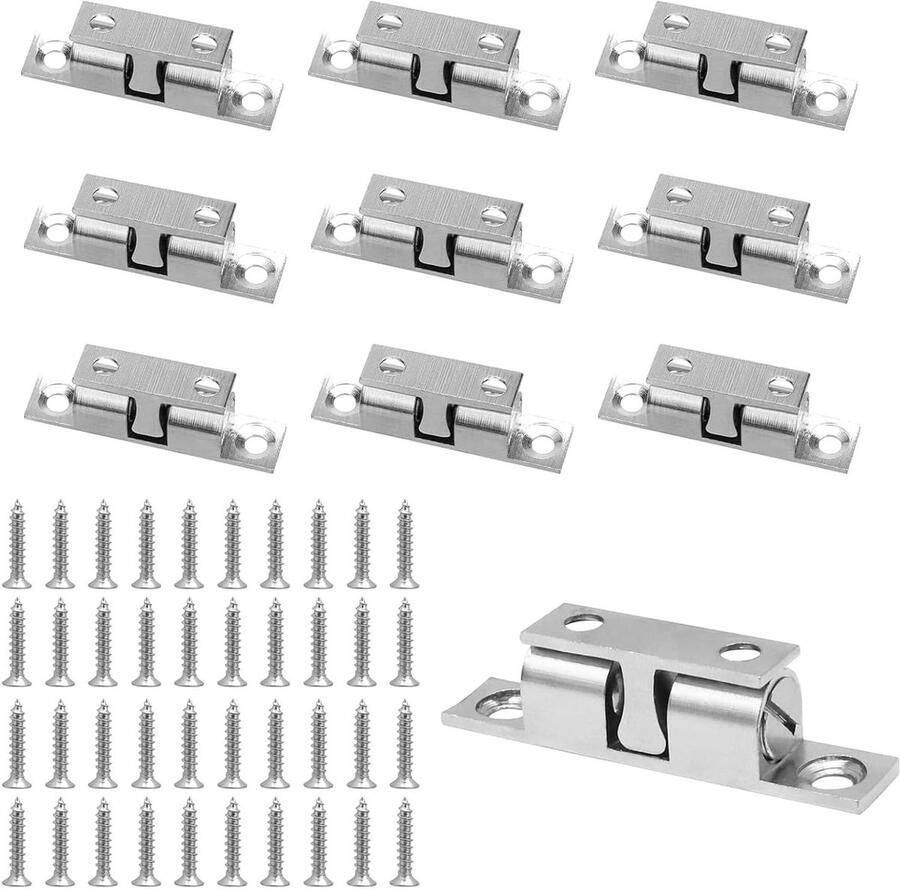 Kogelsnappers set 10 stuks 48 mm Verstelbare dubbele kastsnappers met schroeven Meubelsnappers voor kasten badkamers & kledingkasten